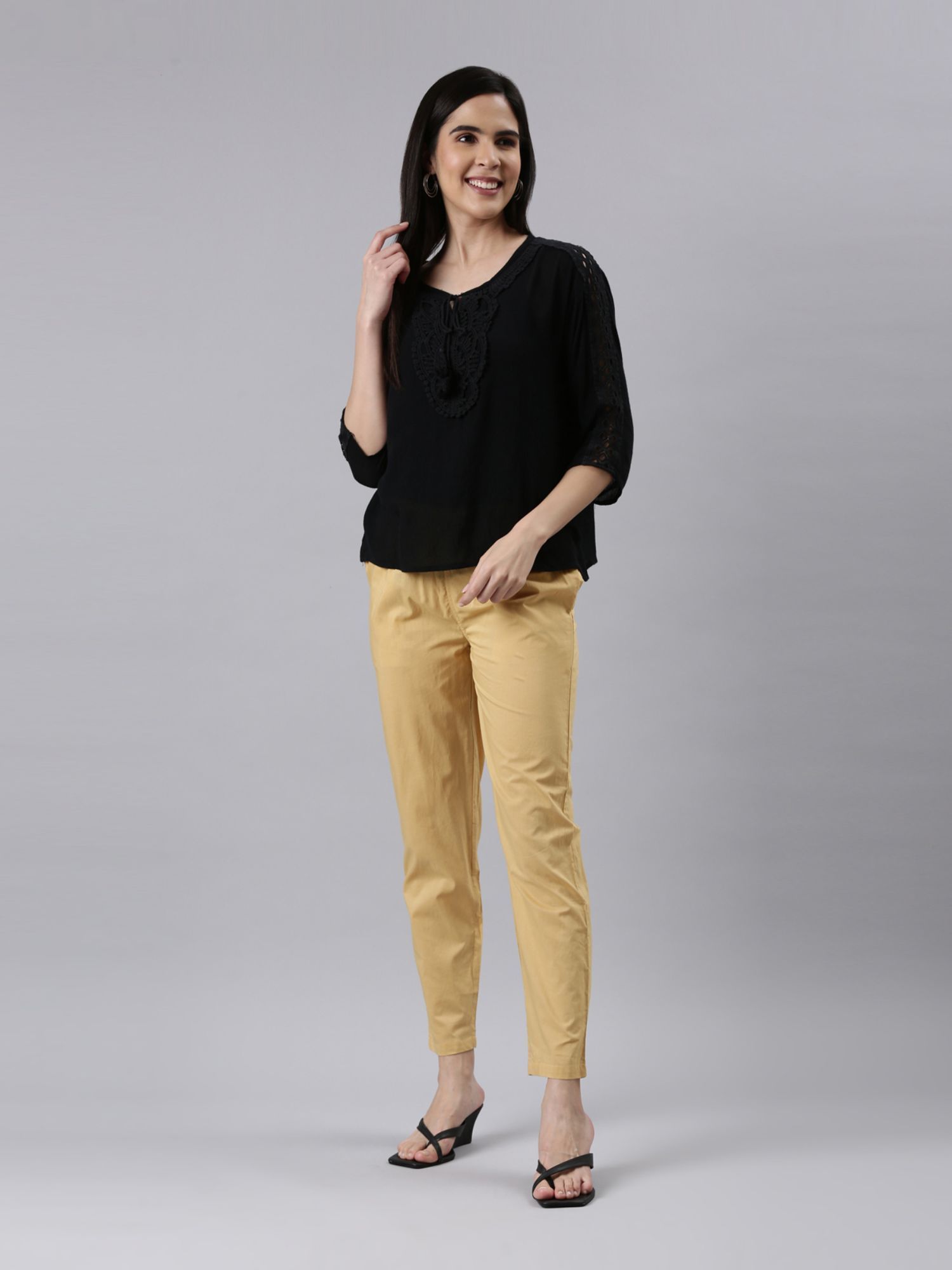 Buy GO COLORS Store Women Yellow Printed Viscose Pants Online at Best  Prices in India - JioMart.